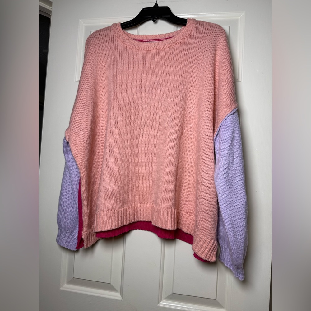 Peach Love California Color Block Sweater
